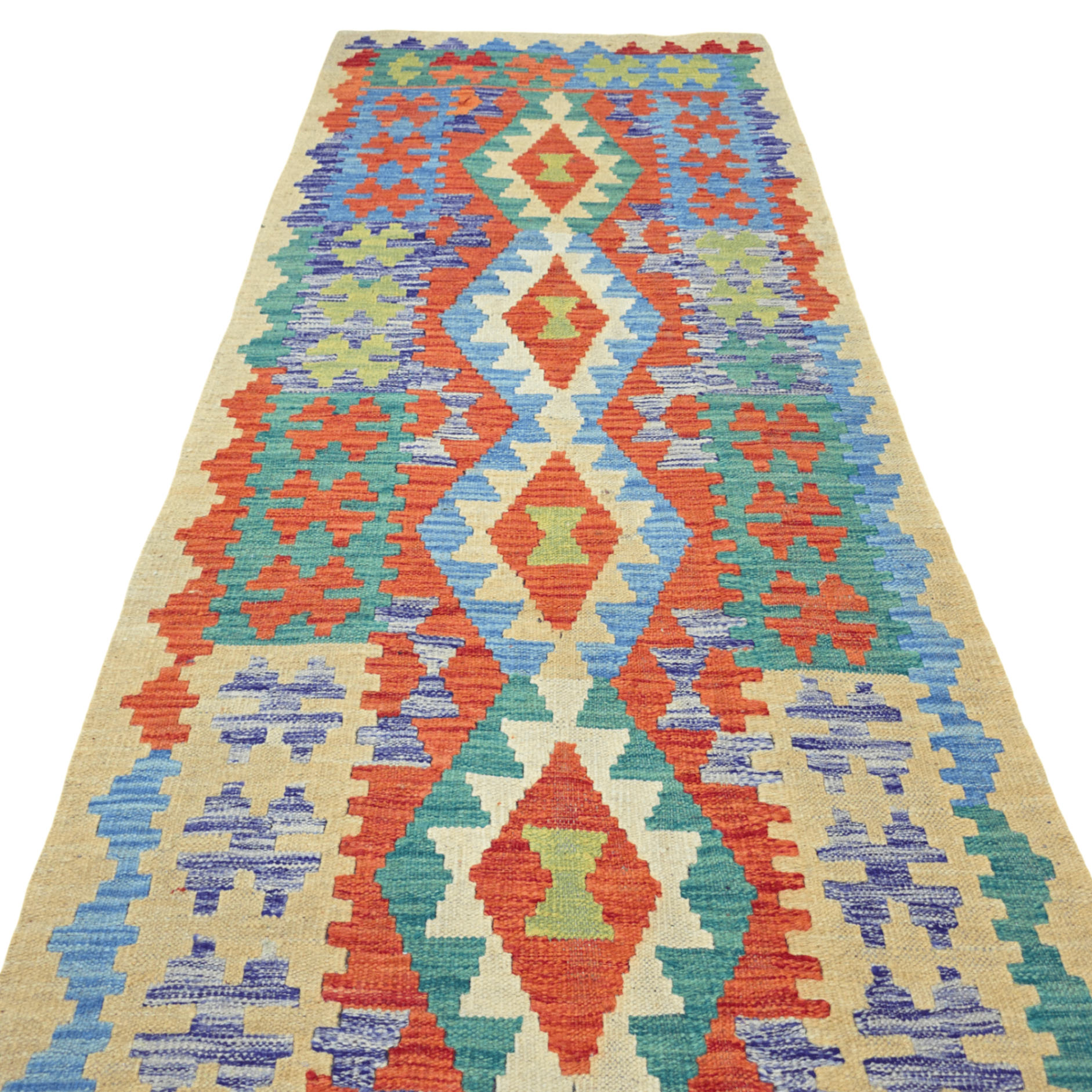 298 x 82 cm Hand-Woven Afghan Kilim Runner