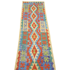 298 x 82 cm Hand-Woven Afghan Kilim Runner