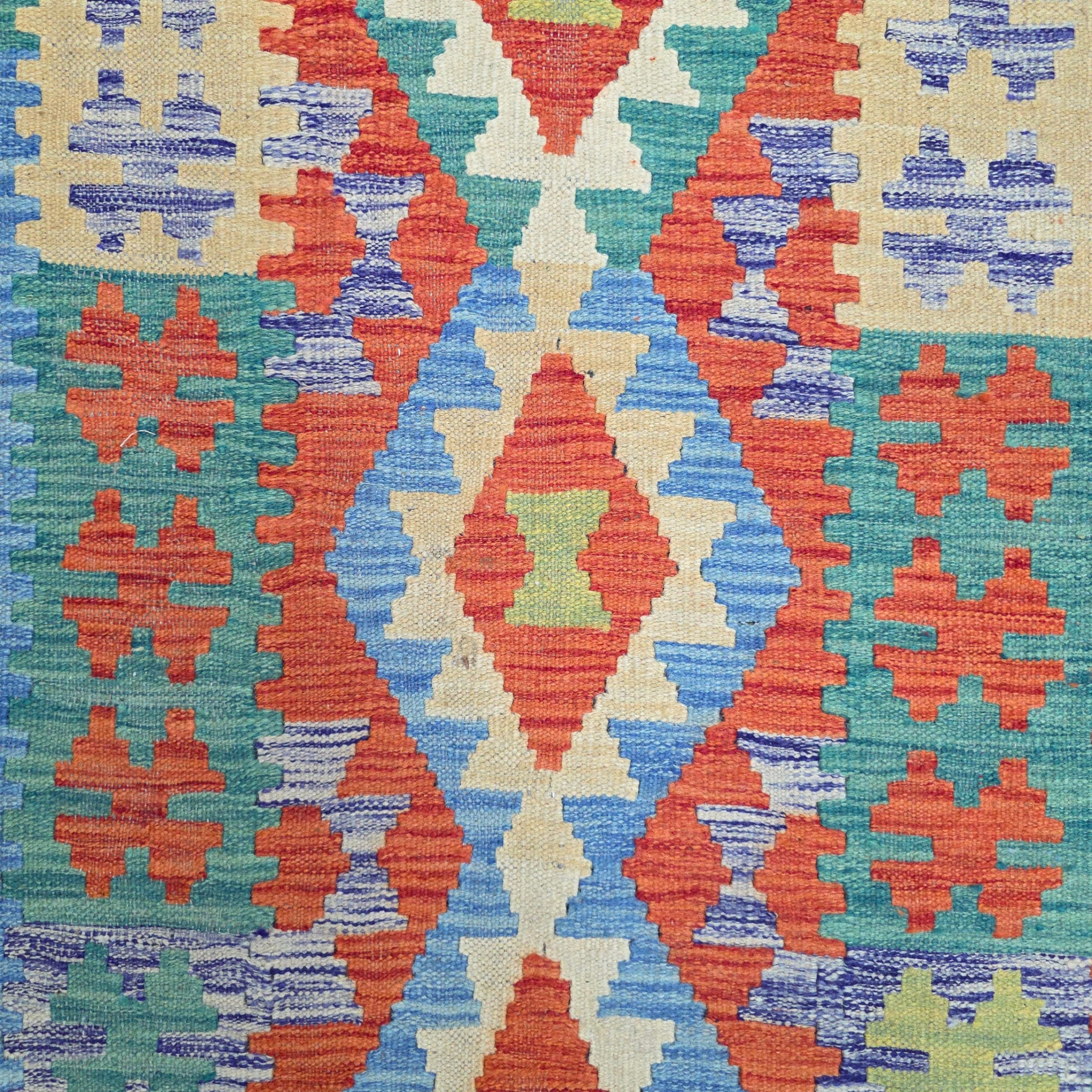 298 x 82 cm Hand-Woven Afghan Kilim Runner