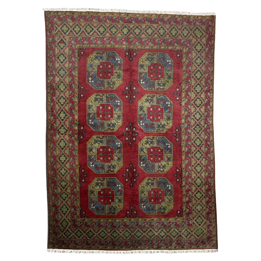 237 x 168 cm Hand-Knotted Afghan Akche Bokhara Rug