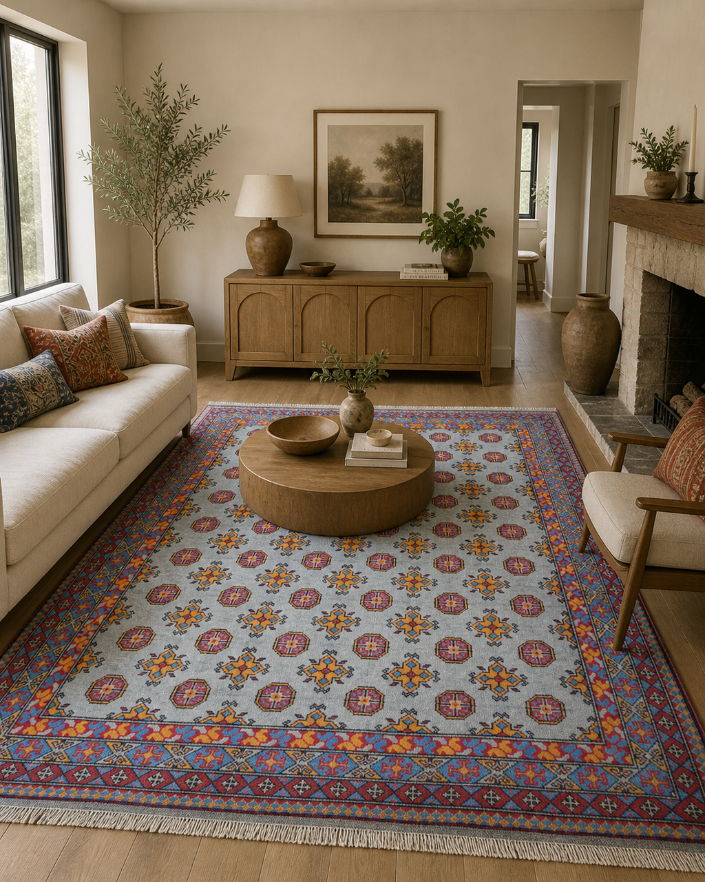 237 x 170 cm Hand-Woven Afghan Akche Rug