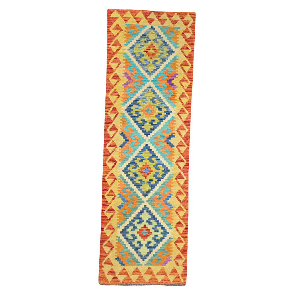 200 x 68 cm Hand-Woven Afghan Kilim Runne