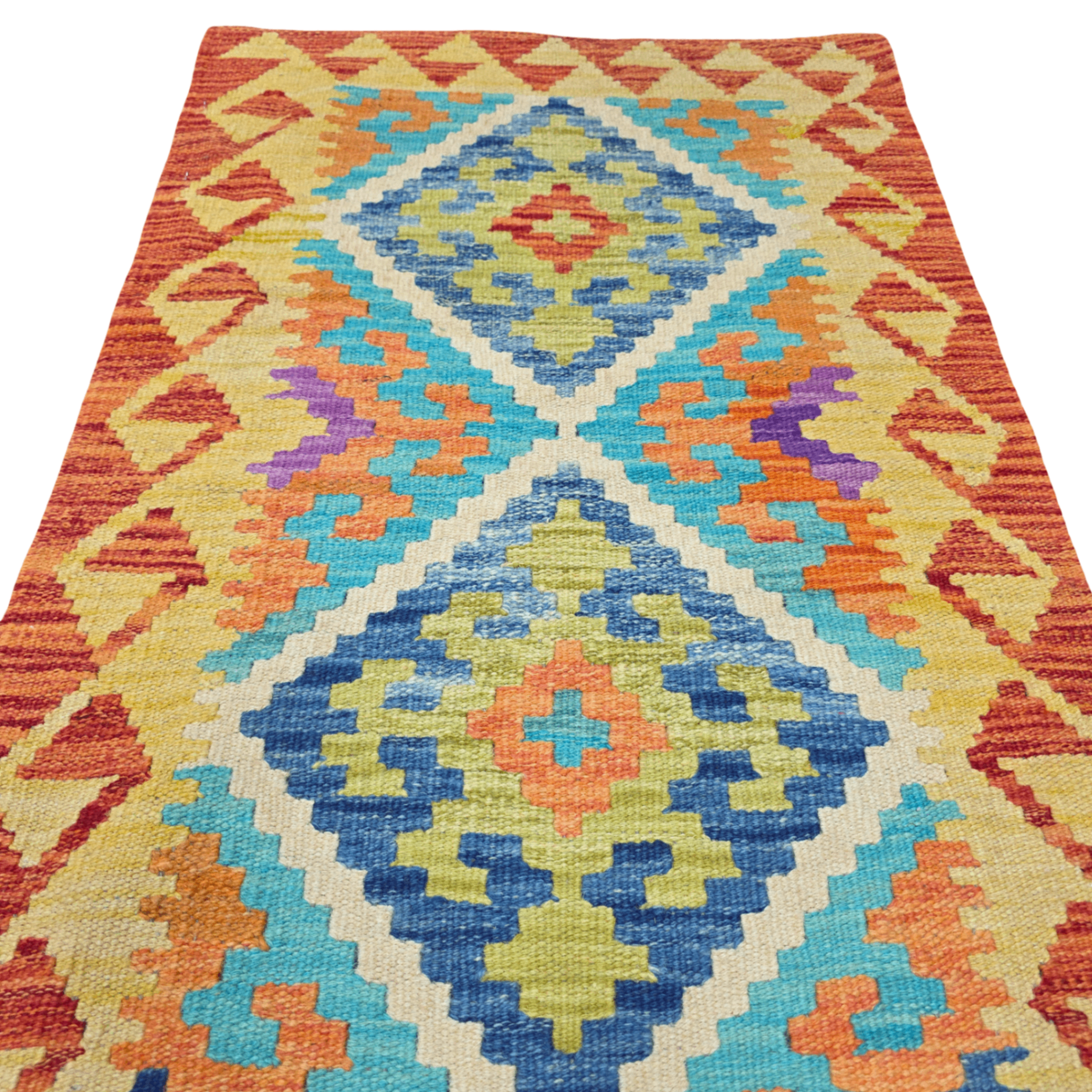 200 x 68 cm Hand-Woven Afghan Kilim Runne