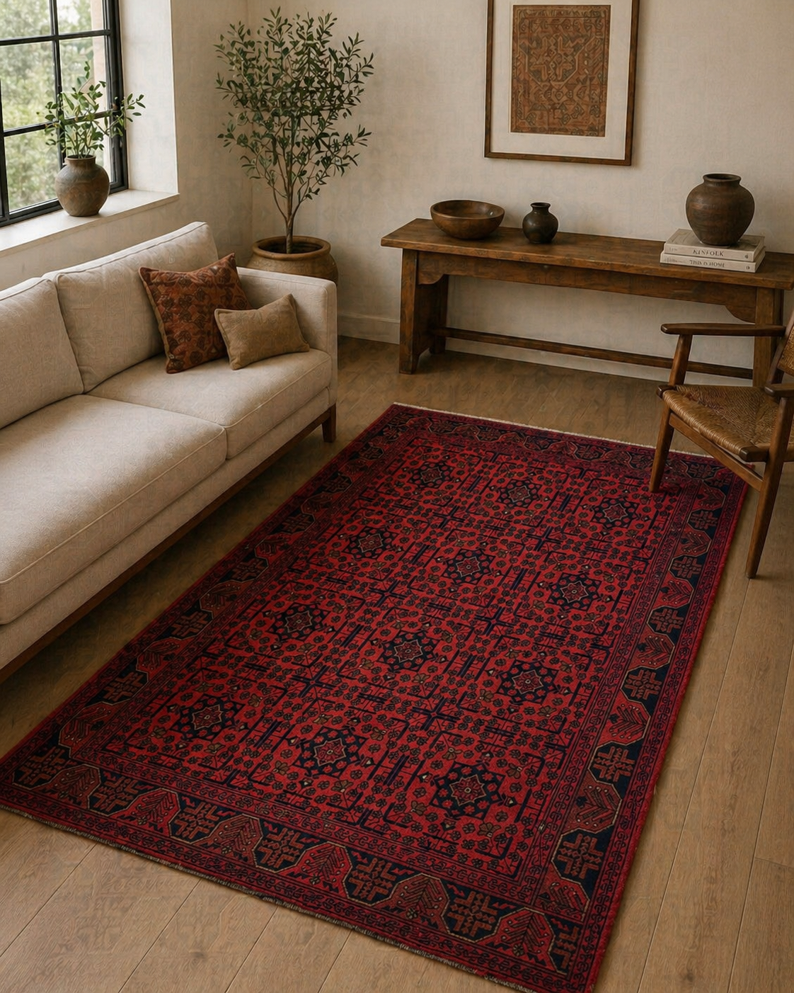 238 x 178 cm Hand-Knotted Afghan Khal Mohammadi Turkmen Rug