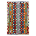 145 × 100 cm Hand-Woven Afghan Kilim Rug – Wool Flatweave