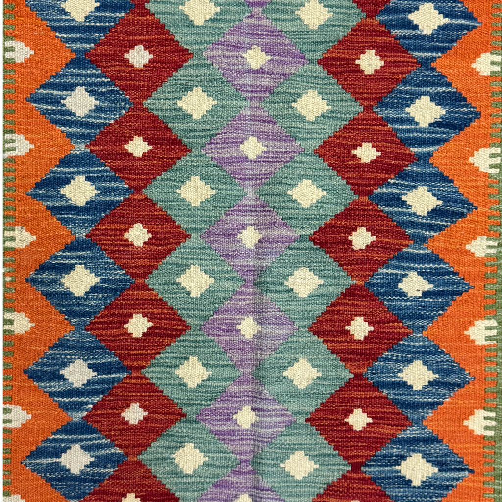145 × 100 cm Hand-Woven Afghan Kilim Rug – Wool Flatweave