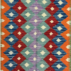 145 × 100 cm Hand-Woven Afghan Kilim Rug – Wool Flatweave