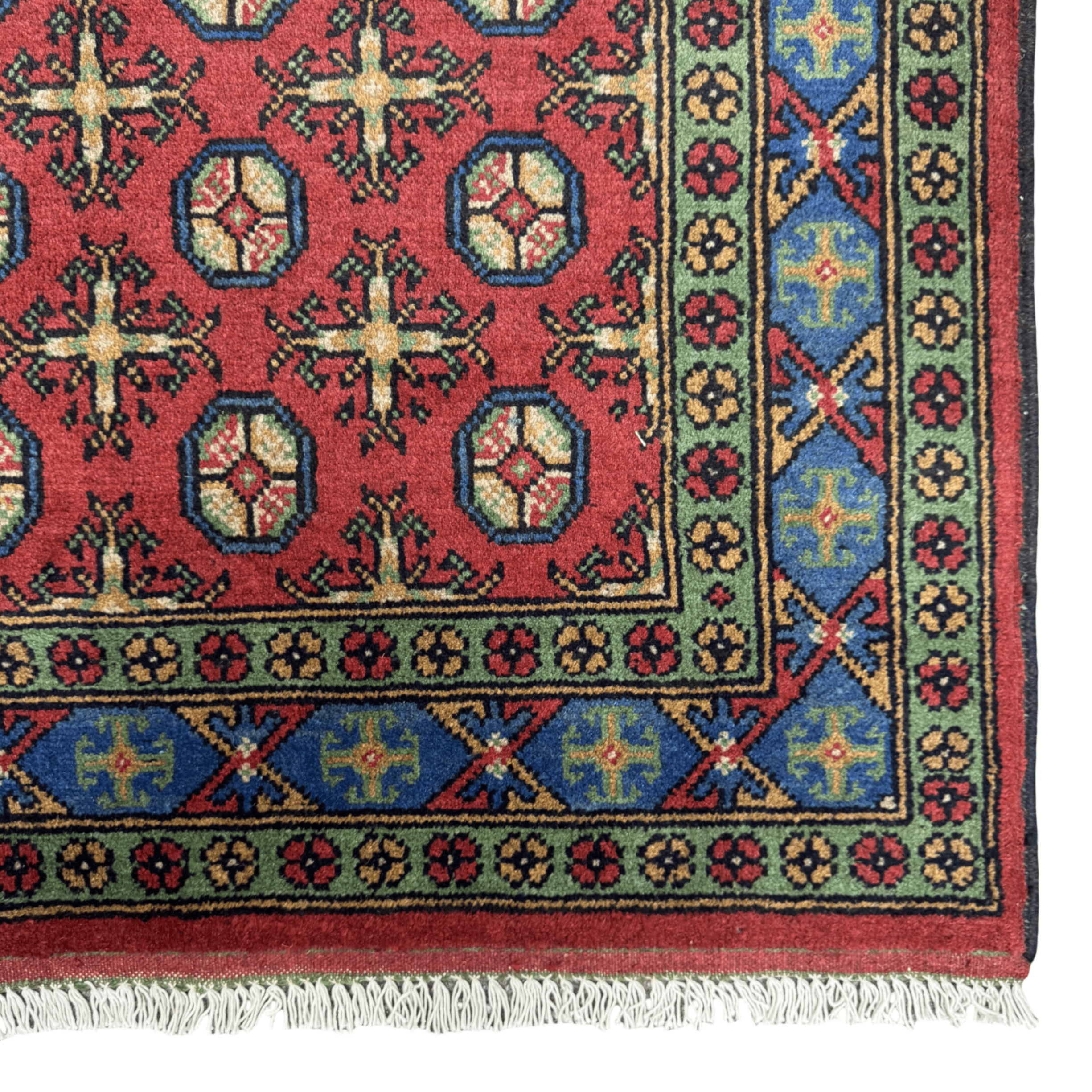 179 x 122 cm Hand-Knotted Afghan Akche Rug – Multi-Color Wool
