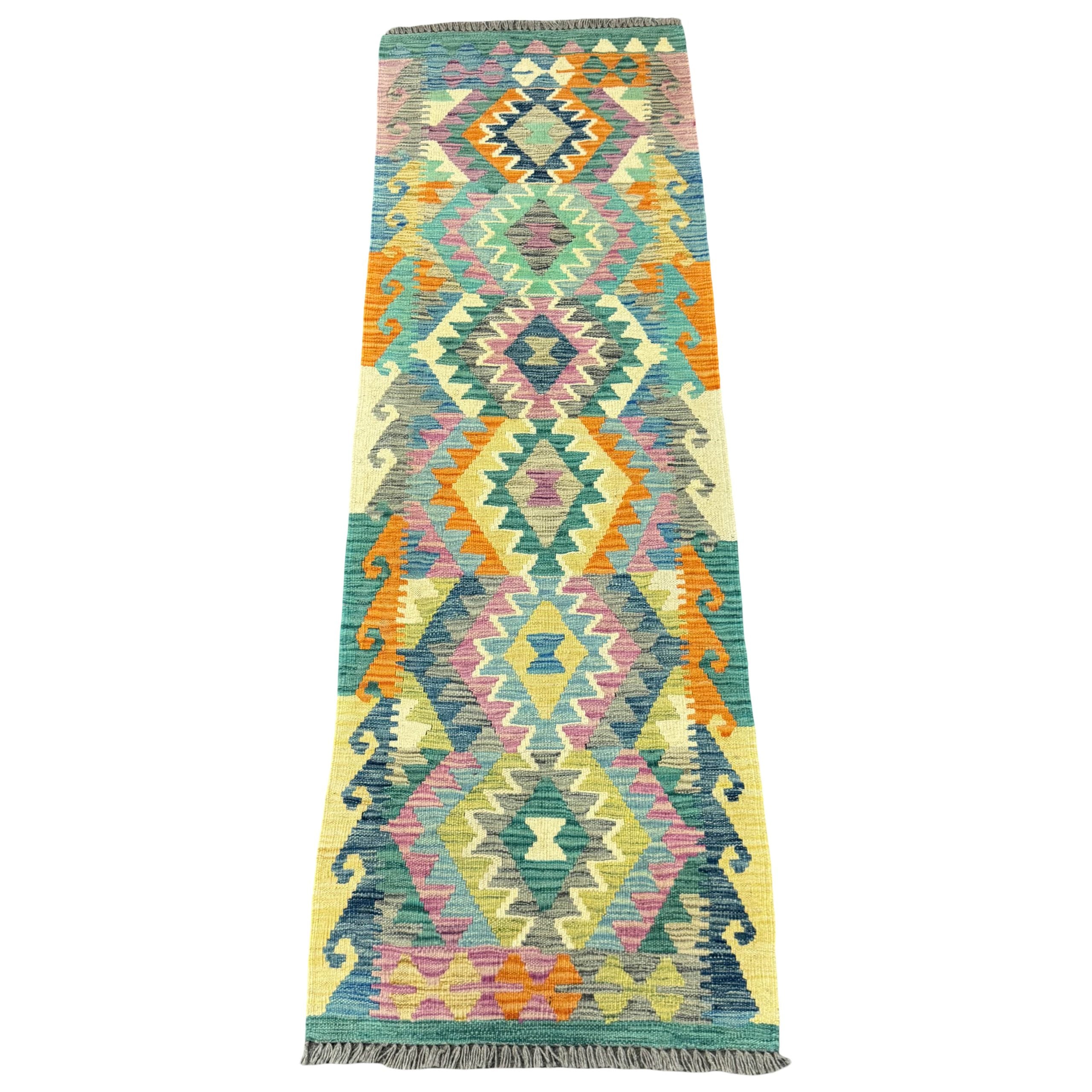 203cm × 75cm Hand-Woven Afghan Kilim Runner Rug