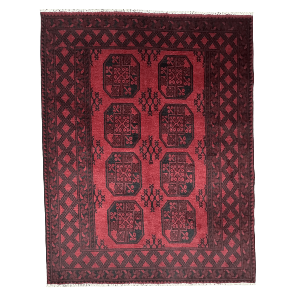 194 x 155 cm Hand-Knotted Afghan Akche Rug