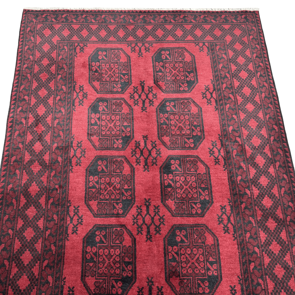 194 x 155 cm Hand-Knotted Afghan Akche Rug