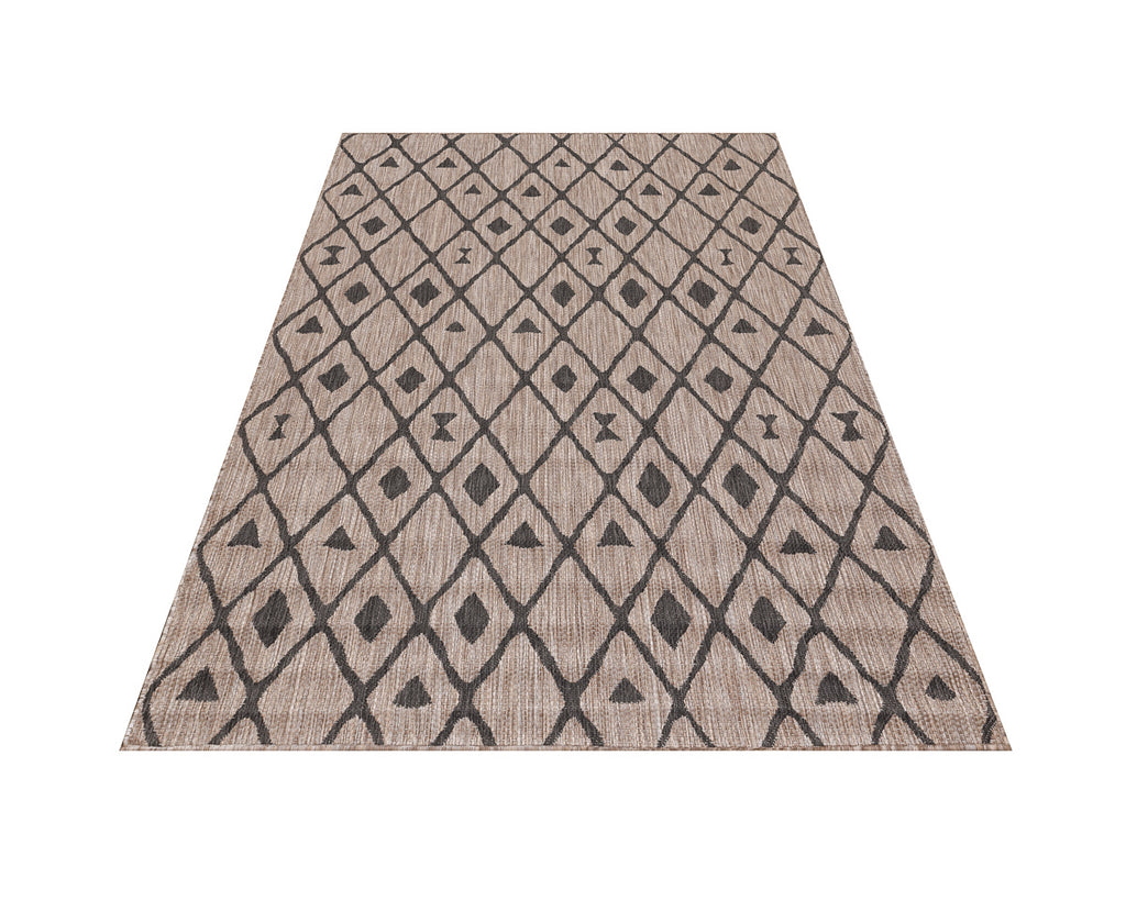 Reversible Indoor/Outdoor Rug – Natural & Black, Design 1