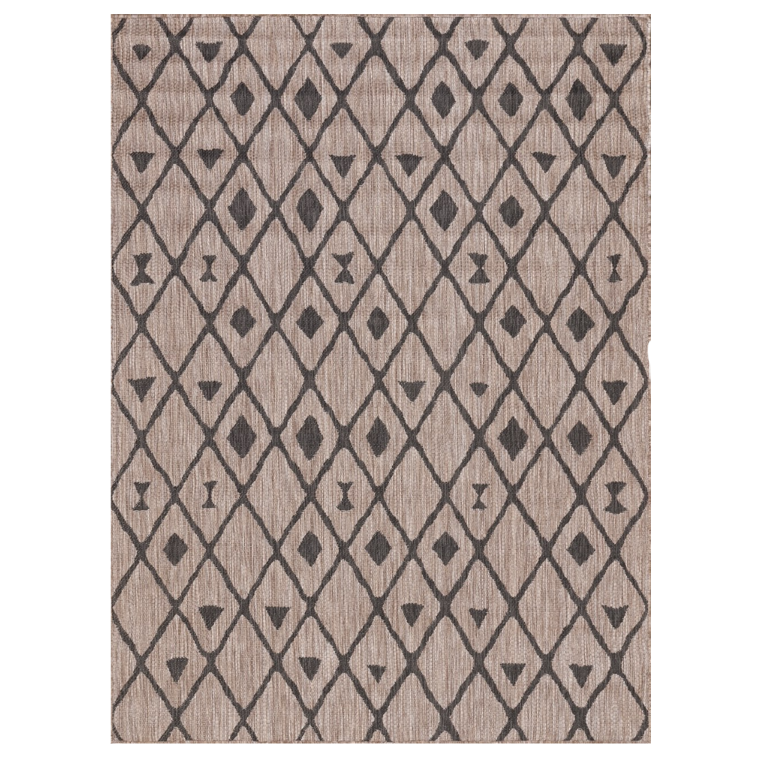 Reversible Indoor/Outdoor Rug – Natural & Black, Design 1