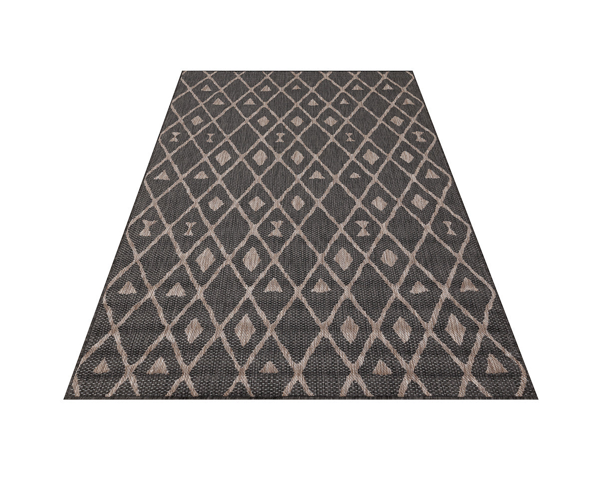 Reversible Indoor/Outdoor Rug – Natural & Black, Design 1