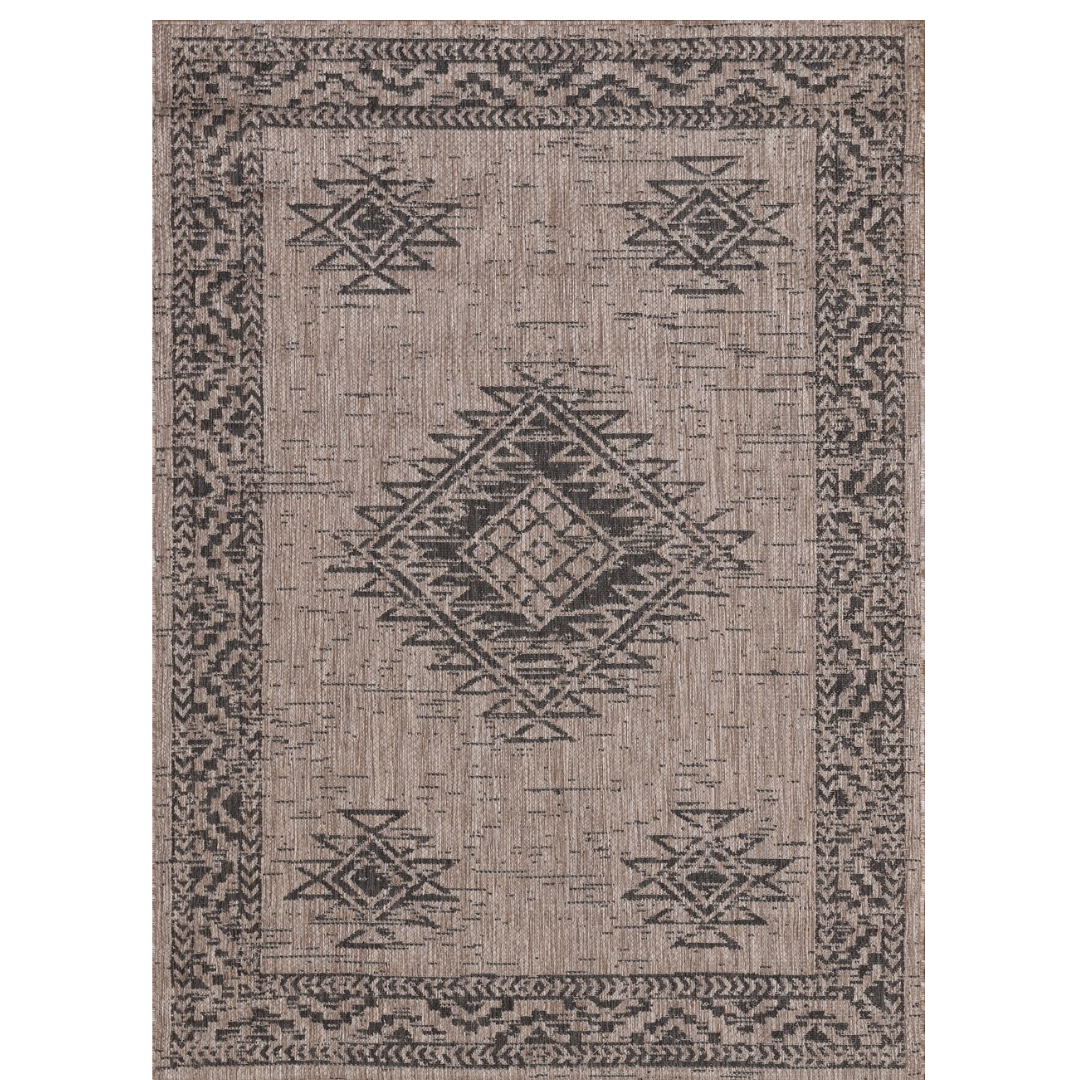 Reversible Indoor/Outdoor Rug – Natural & Black, Design 2