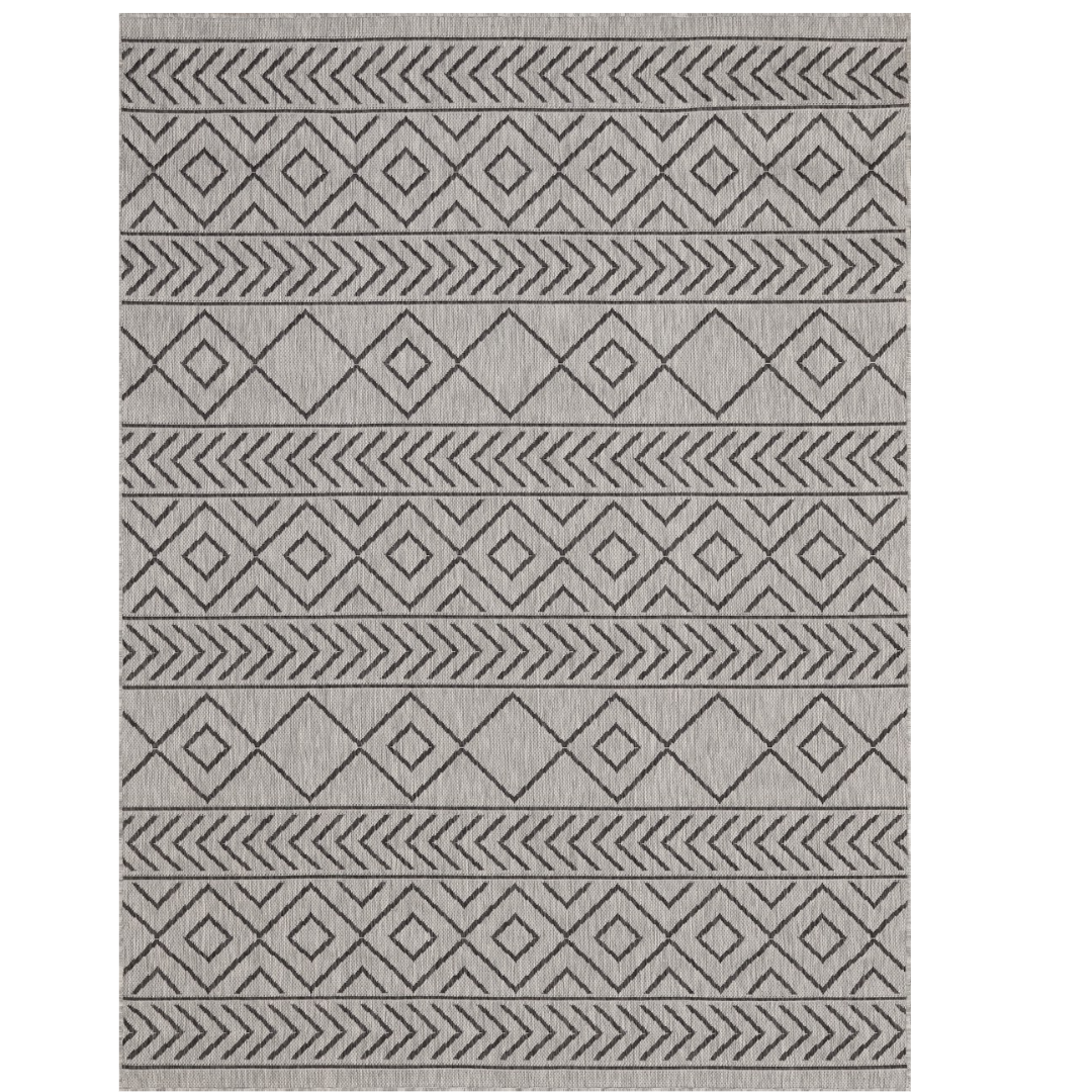 Reversible Indoor/Outdoor Rug – Grey & Black, Design 2