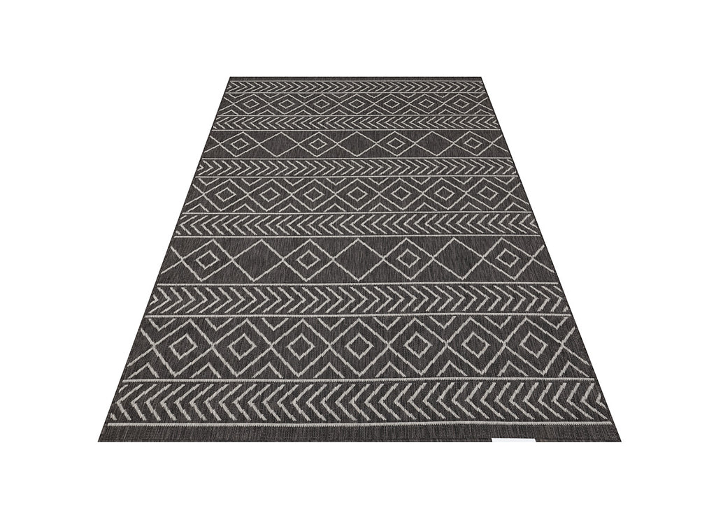 Reversible Indoor/Outdoor Rug – Grey & Black, Design 2