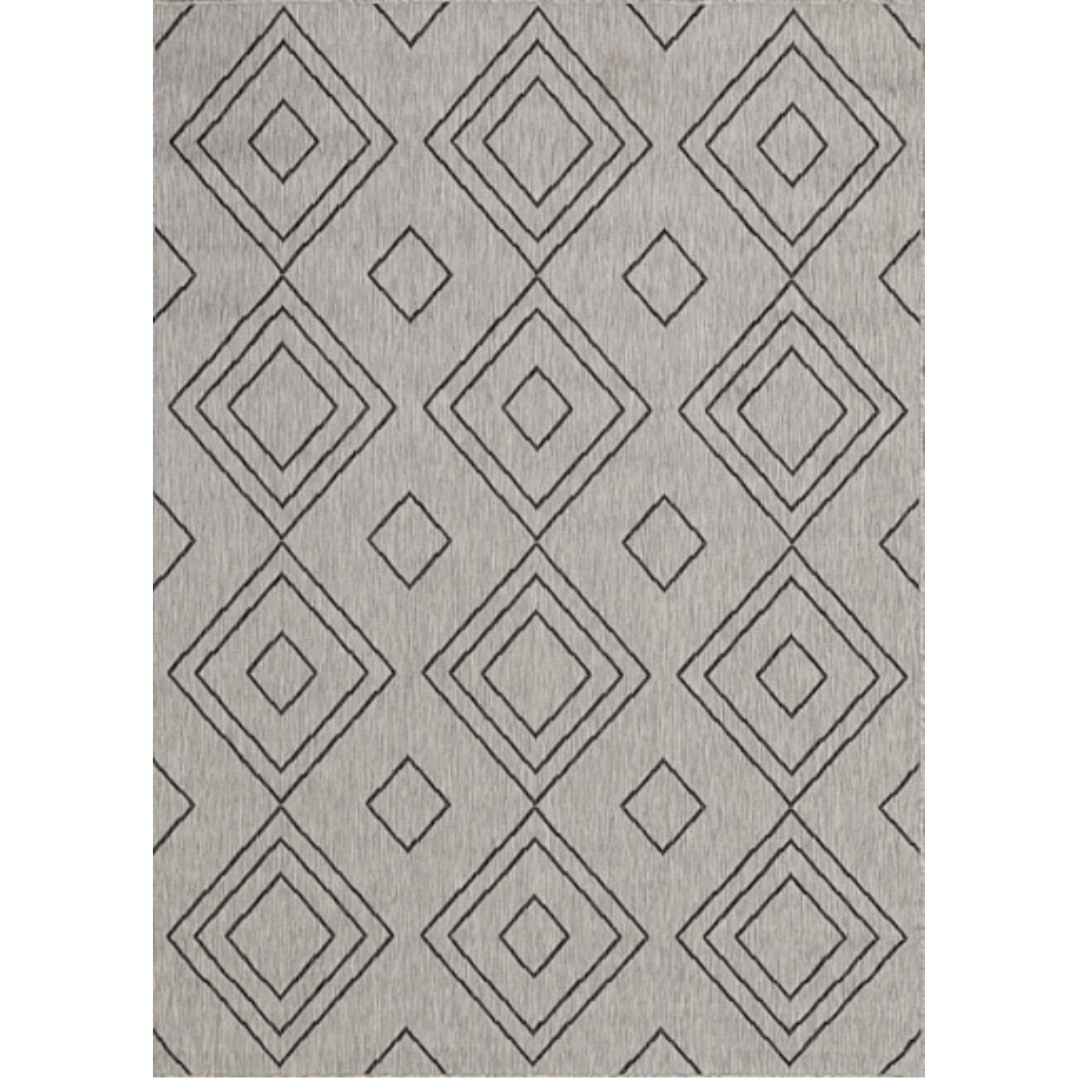 Reversible Indoor/Outdoor Rug – Grey & Black, Design 1
