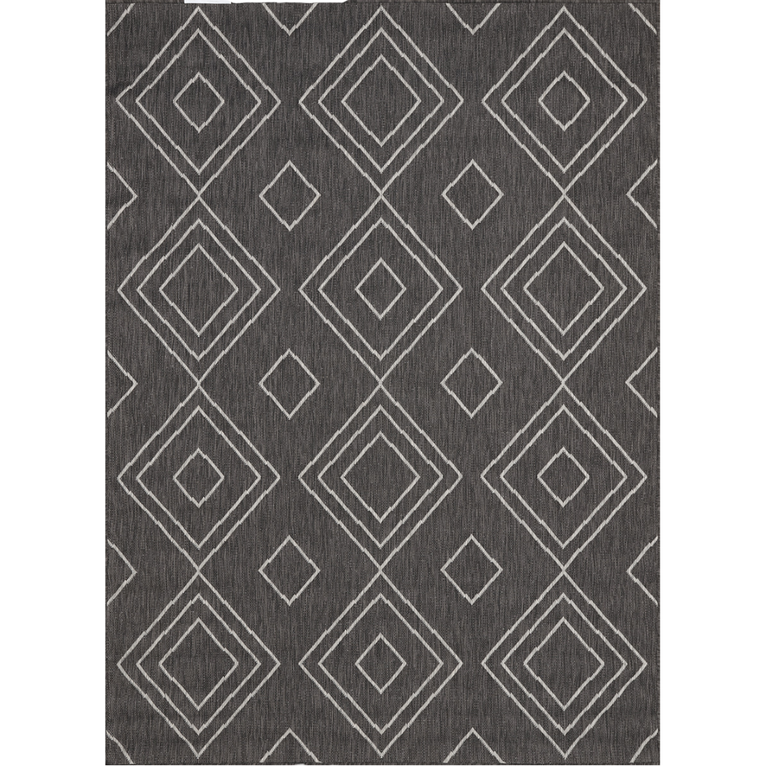 Reversible Indoor/Outdoor Rug – Grey & Black, Design 1