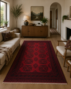 242 x 143 cm Hand-Woven Afghan Akche Rug