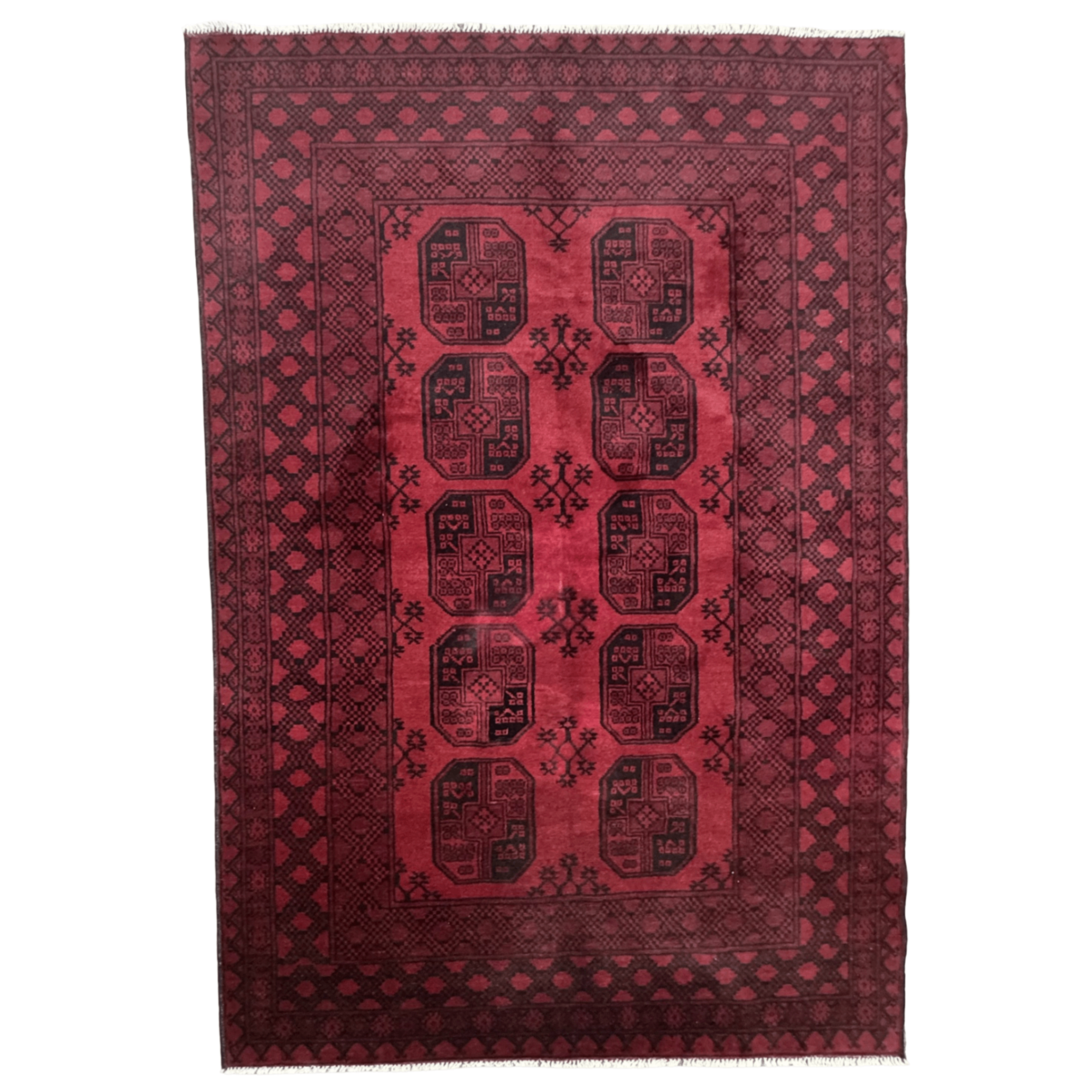 246 x 170 cm Hand-Knotted Afghan Akche Bokhara Rug