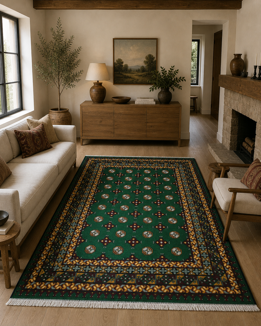 247 x 161 cm Hand-Woven Afghan Akche Rug
