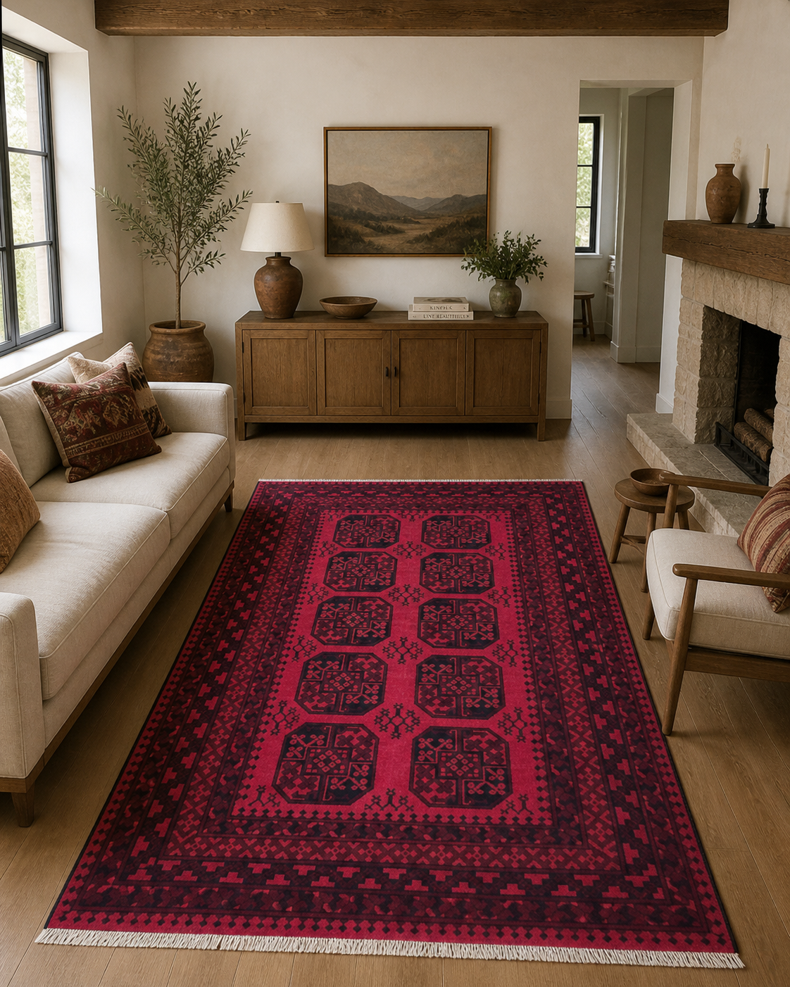 248 x 155 cm Hand-Woven Afghan Akche Rug