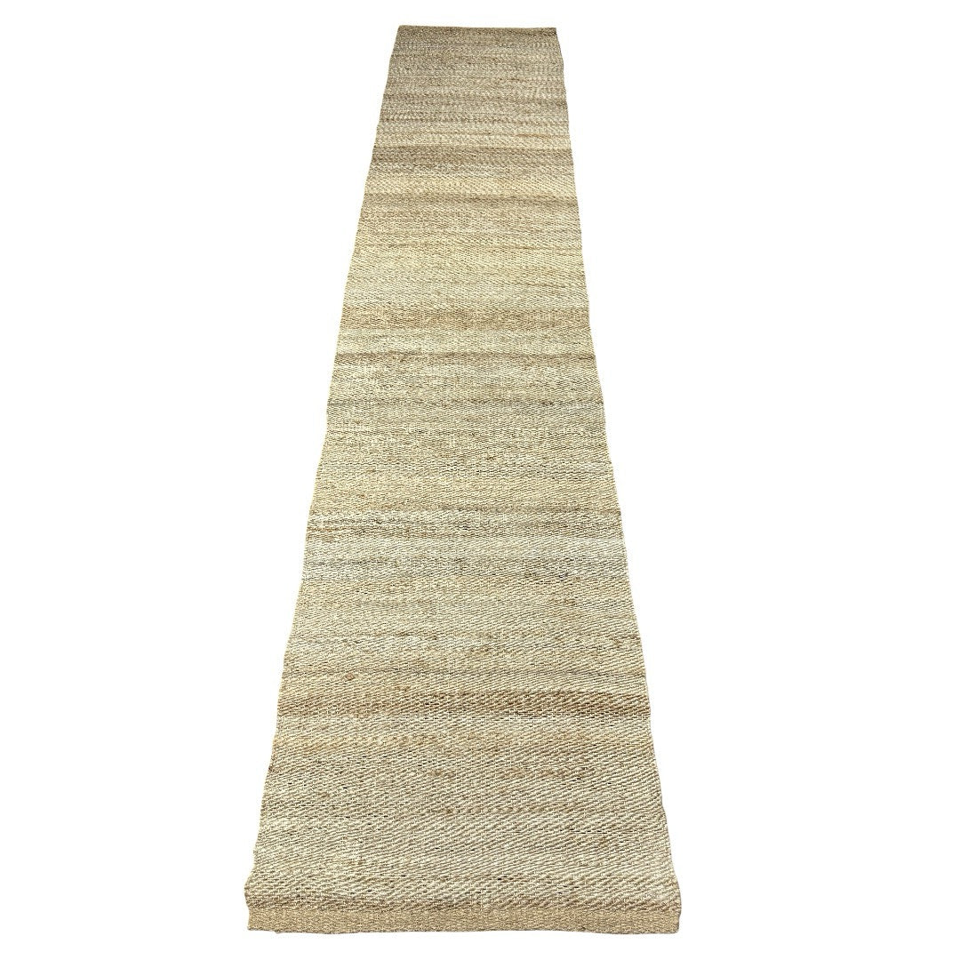 305 x 65 cm Handwoven Jute Runner Rug – Natural Beige Woven Texture