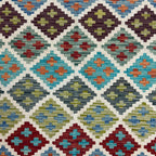 155 × 103 cm Hand-Woven Afghan Kilim Rug – Wool Flatweave