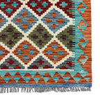 155 × 103 cm Hand-Woven Afghan Kilim Rug – Wool Flatweave
