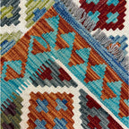 155 × 103 cm Hand-Woven Afghan Kilim Rug – Wool Flatweave