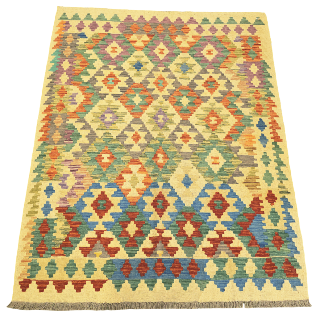 191 x 149 cm Hand Woven Afghan Kilim Rug