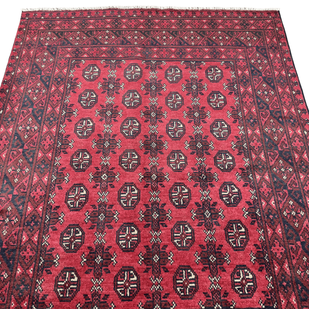 193 x 149 cm Hand-Knotted Afghan Bokhara Akche Rug