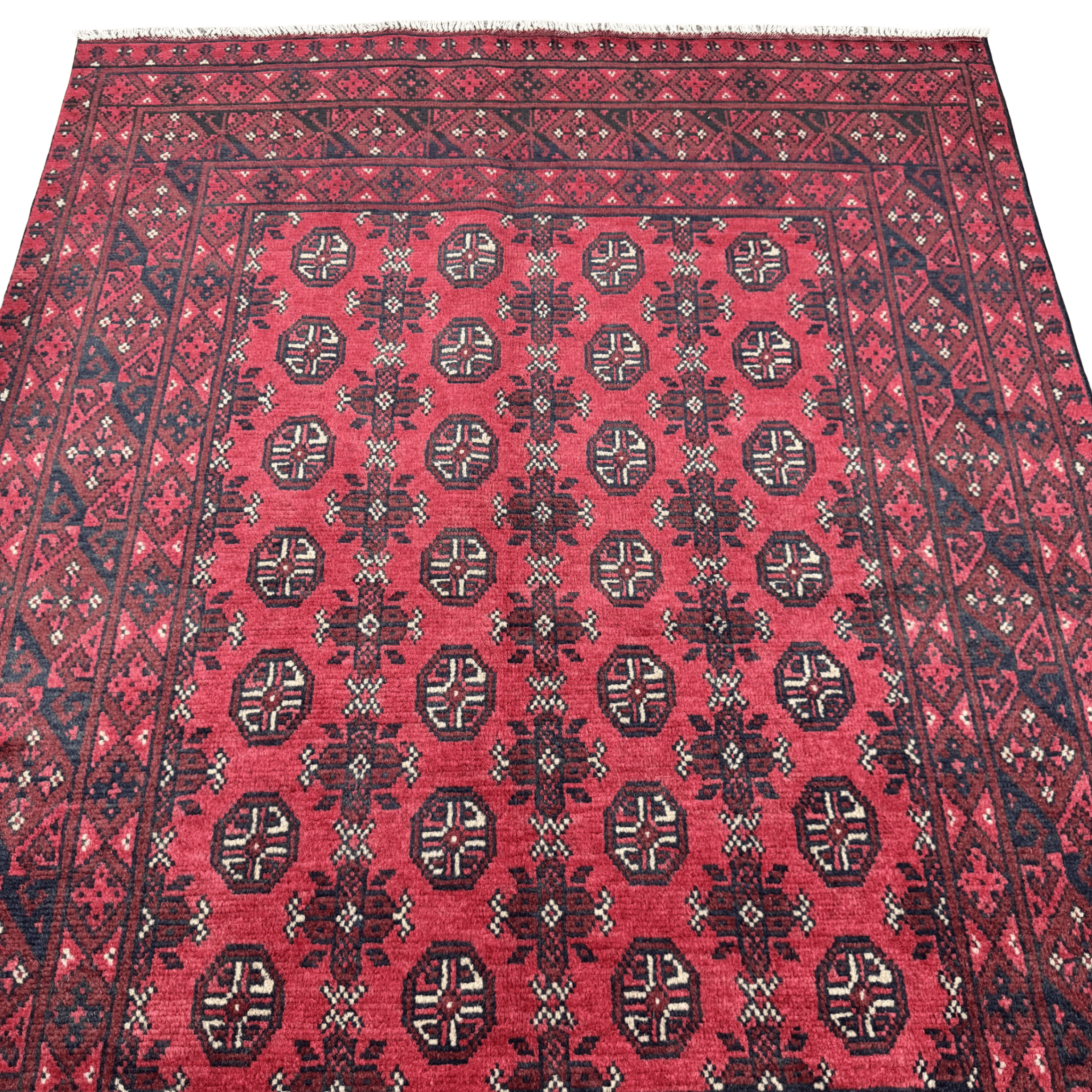 193 x 149 cm Hand-Knotted Afghan Bokhara Akche Rug