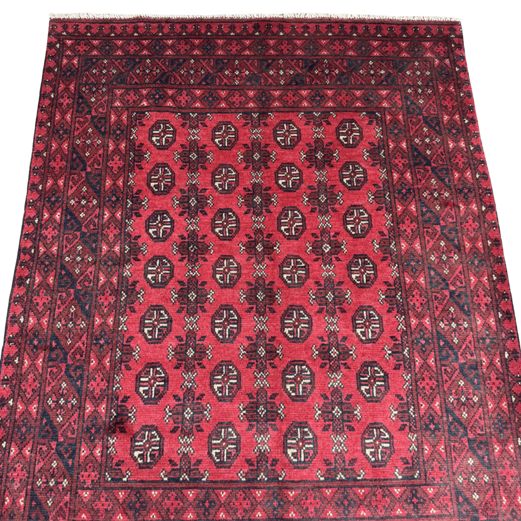 193 x 149 cm Hand-Knotted Afghan Bokhara Akche Rug