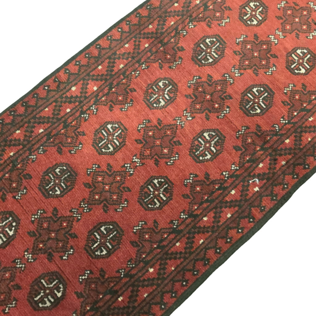 290 x 80 cm Hand-Knotted Red Afghan Akche Runner Rug