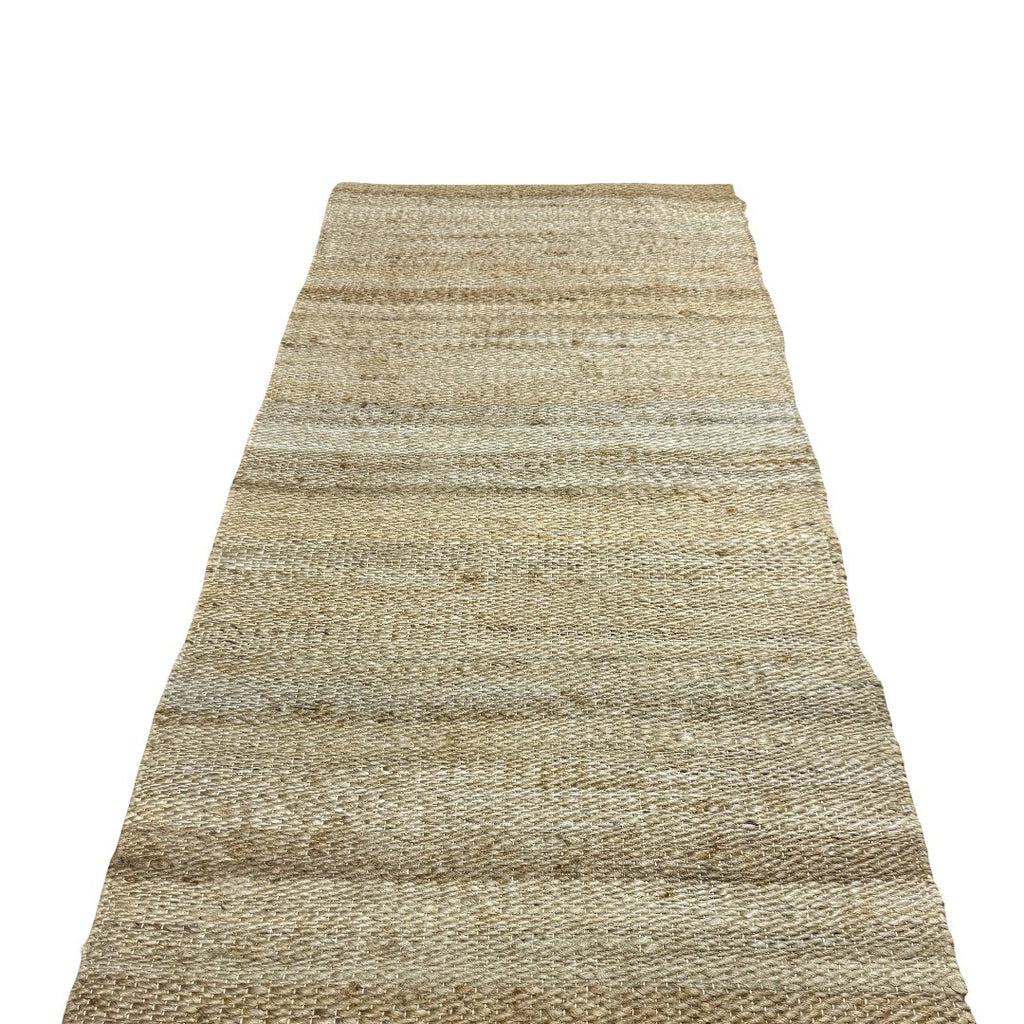 305 x 65 cm Handwoven Jute Runner Rug – Natural Beige Woven Texture