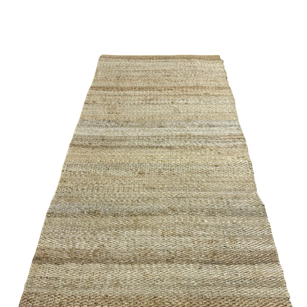 305 x 65 cm Handwoven Jute Runner Rug – Natural Beige Woven Texture