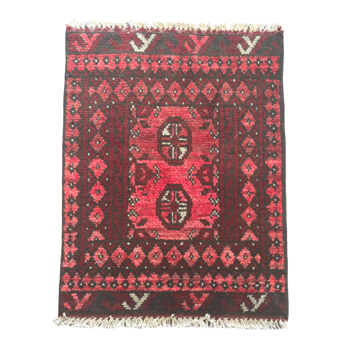 70 x 52 cm Hand-Woven Red Afghan Akche
