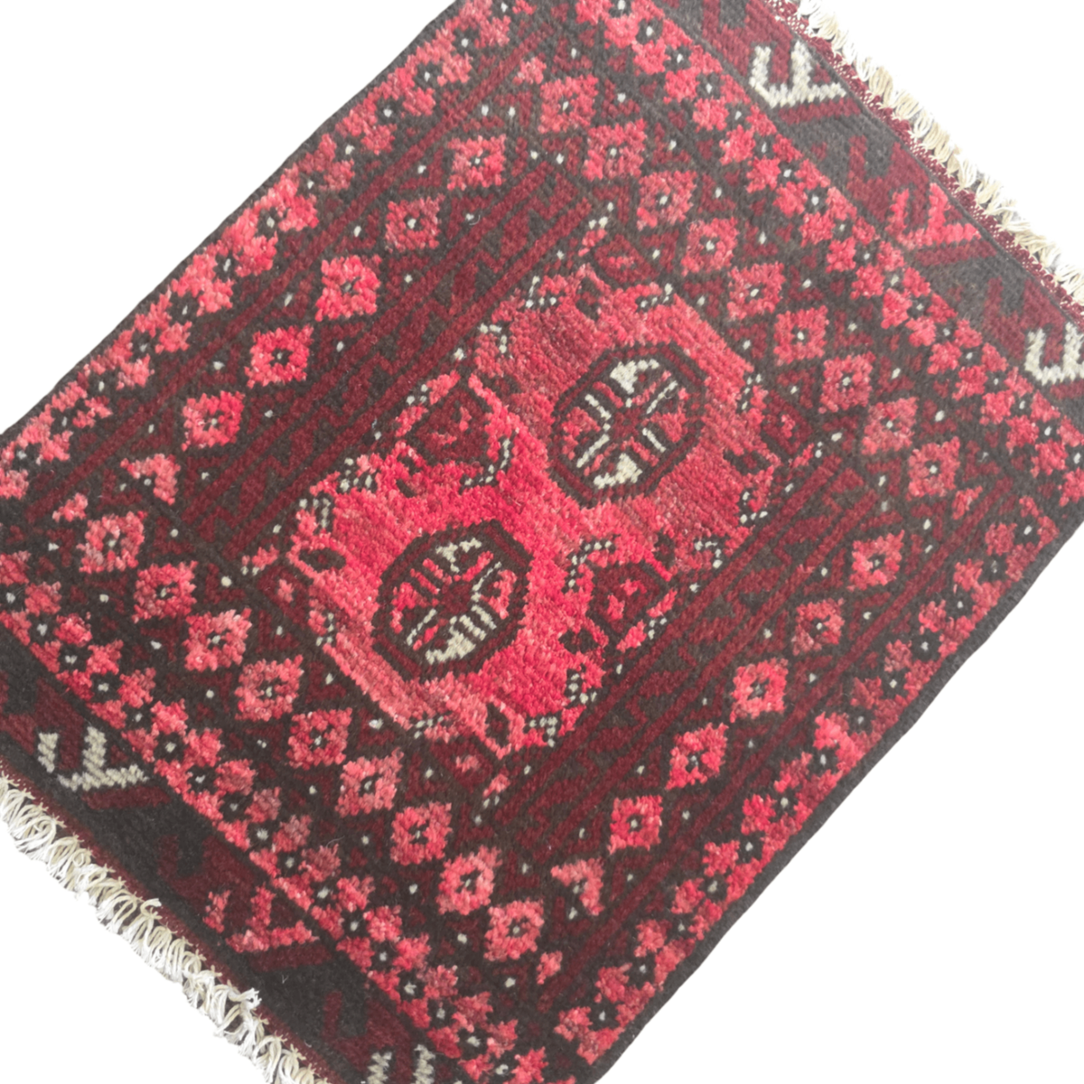 70 x 52 cm Hand-Woven Red Afghan Akche