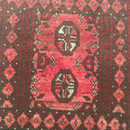 70 x 52 cm Hand-Woven Red Afghan Akche