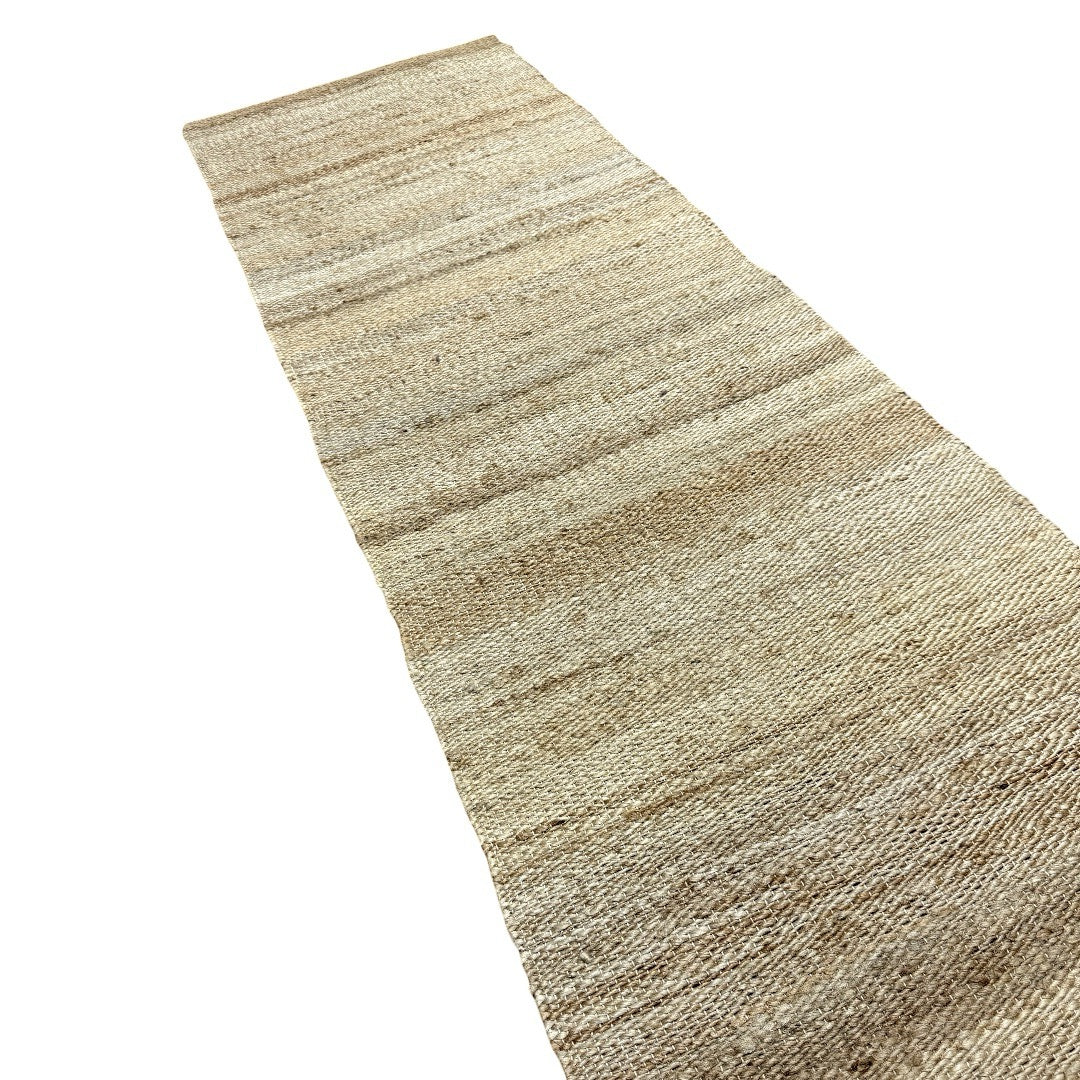 305 x 65 cm Handwoven Jute Runner Rug – Natural Beige Woven Texture