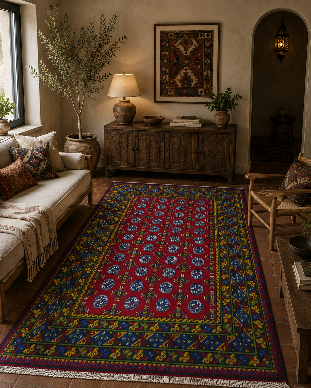 250 x 163 cm Hand-Woven Afghan Akche Rug