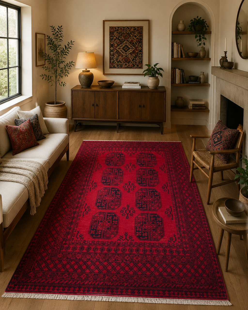 250 x 166 cm Hand-Woven Afghan Akche Rug