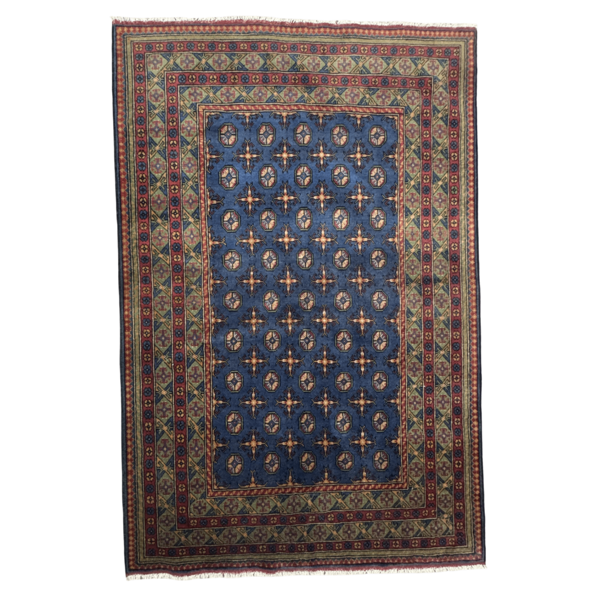 253 x 166 cm Hand-Knotted Afghan Akche Bokhara Rug