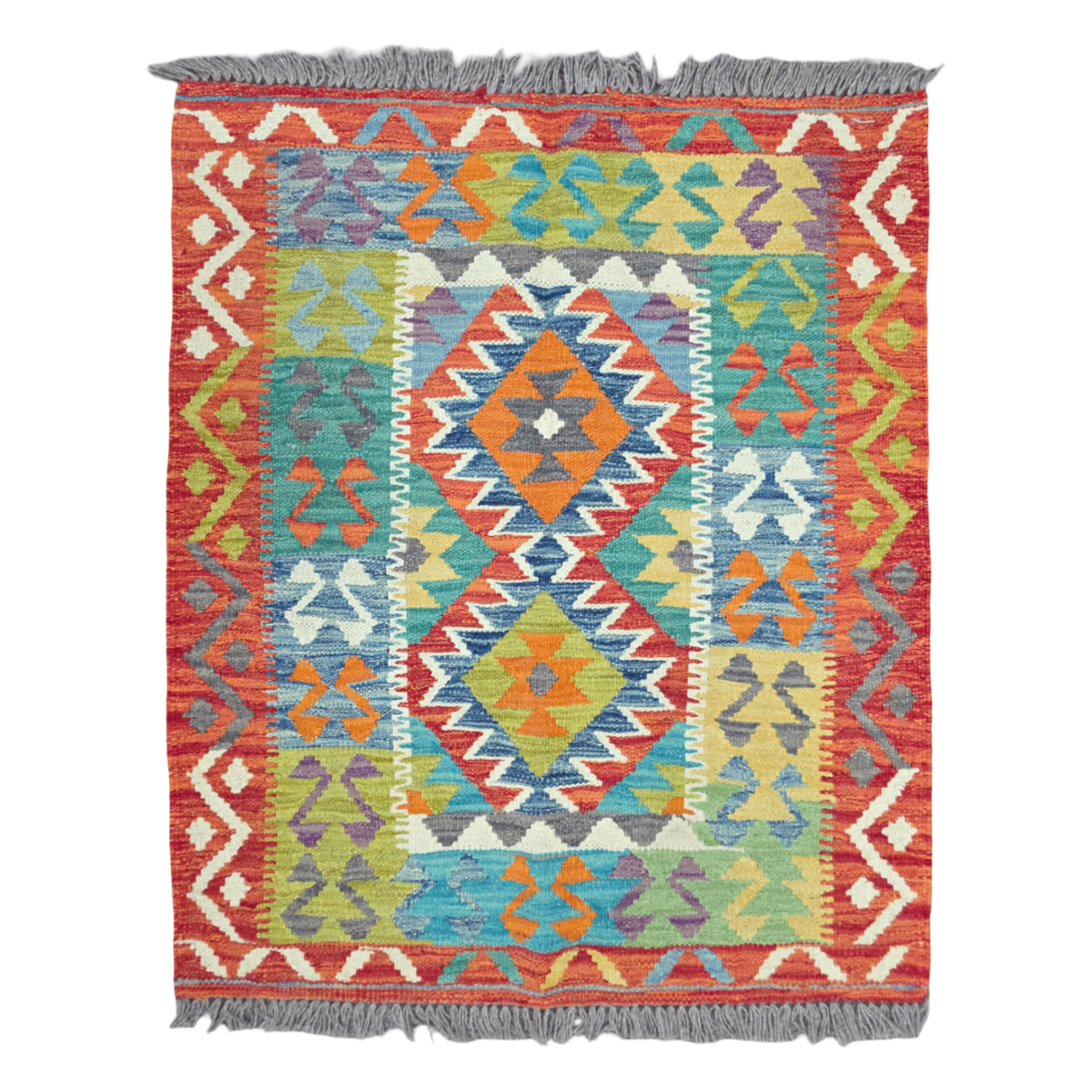 100 x 83 cm Hand Woven Afghan Kilim Rug