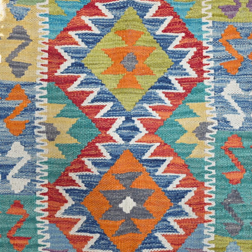 100 x 83 cm Hand Woven Afghan Kilim Rug
