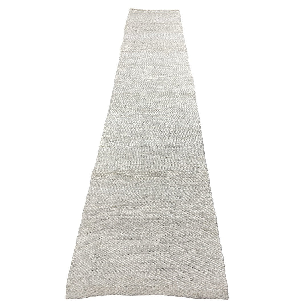 310 x 64 cm Handwoven Jute Runner Rug – Natural White Woven Texture