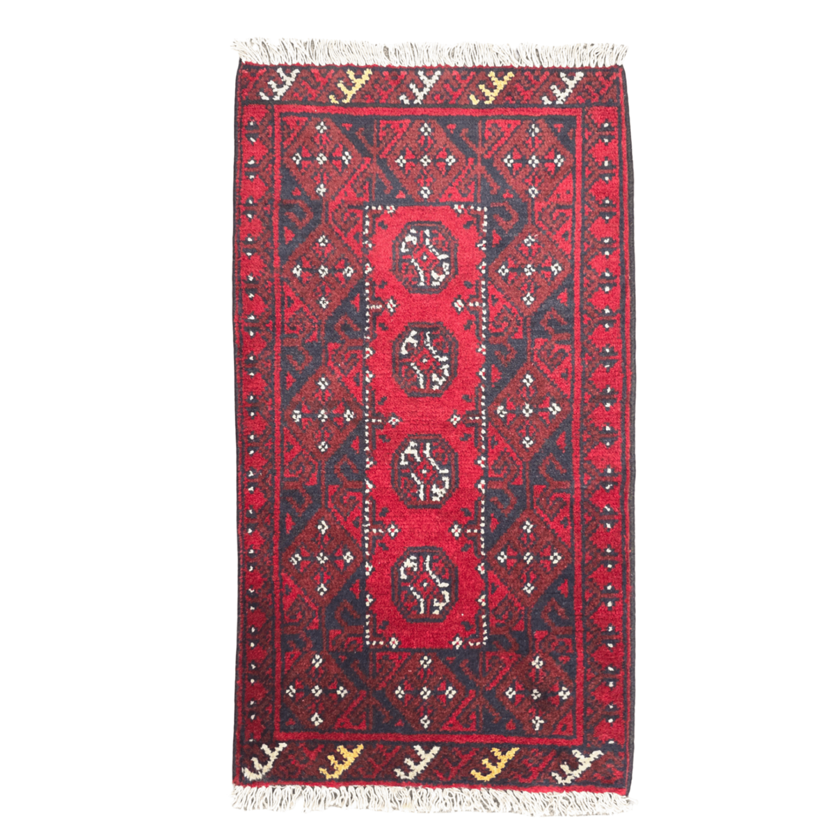 100 x 50 cm Hand-Knotted Red Bokhara Afghan Akche