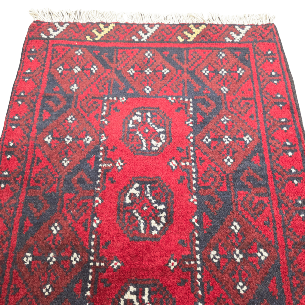 100 x 50 cm Hand-Knotted Red Bokhara Afghan Akche